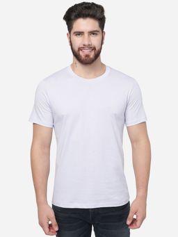 JadeBlue - Men Lavender Solid Slim Fit T Shirt