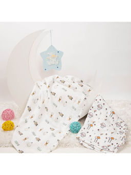Kicks and Crawl - Multi-Color Mushrooms Munchkins Muslin Swaddles (Pack Of 2)