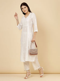 Anekaant - Droop Mauve & Rose Gold Stone Embellished Suede Clutch with Detachable Strap