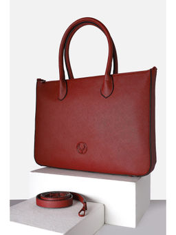 Allen Solly - Women Maroon Formal Laptop Bag with Detachable Strap