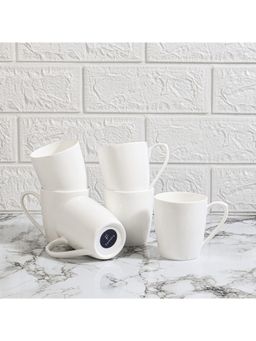 Femora - Desh Ki Mitti Ceramic Coffee & Tea Cup Set Of 6, 160 Ml, White (Pack of 6)