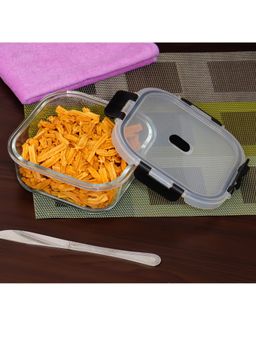Femora - Borosilicate Glass Square Food Storage Container With Air Vent Lid, 800 Ml