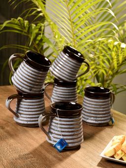 Unravel India - Ceramic Coffee Mugs - 210 Ml (Pack of 6)