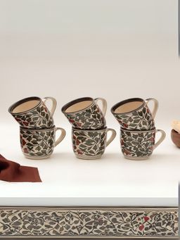 Unravel India - Multi-Color Ceramic Coffee/Tea Mugs (Pack of 6)