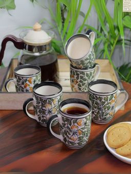 Unravel India - Ceramic Multi-Color Tea/Coffee Mugs (Pack of 6)