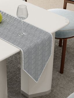 Home Affairs - Decorative Table Runner With Lace Trim - Durable, Elegant Dining Table Decor - Grey