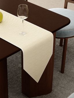 Home Affairs - Decorative Table Runner With Lace Trim - Durable, Elegant Dining Table Decor - Cream