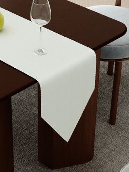 Home Affairs - Decorative Table Runner With Lace Trim - Grey Melange