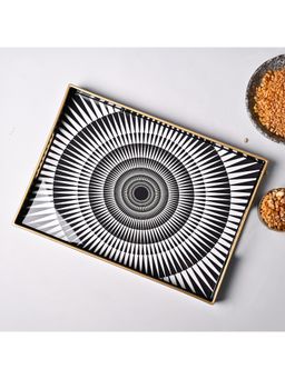 Voncasa - White & Black Rectangular Plastic Tray