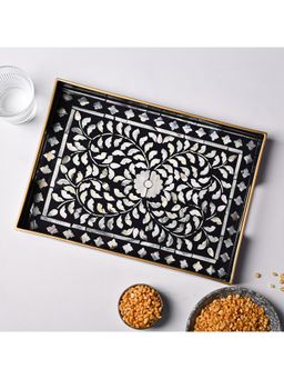 Voncasa - Black & White Rectangular Plastic Tray