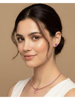 Shopsiiri - Heart Pop Tennis Pink Stone Necklace