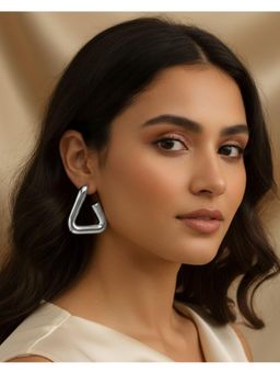 Shopsiiri - Silver Triangle Hollow Hoop Earrings