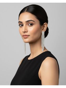 Shopsiiri - White Rhinestone Cocktail Earrings