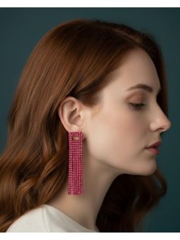 Shopsiiri - Pink Rhinestone Cocktail Earrings
