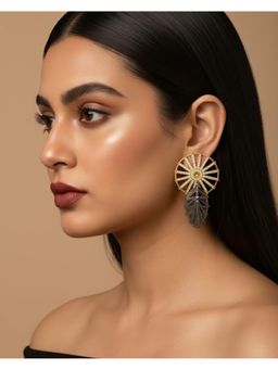 Shopsiiri - Rhinestone Dual Tone Vintage Wheel Earrings