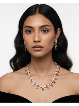 Shopsiiri - Ruby Teardrop Pave Jewellery Set