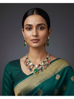 Shopsiiri - Royal Navratan Necklace Set