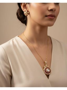 Shopsiiri - Ruby Polki Round Necklace Set