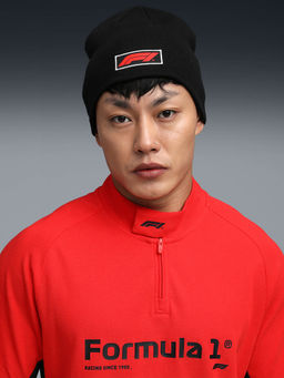 Puma - Unisex Black Formula 1 Mid Crown Cuffless Beanie