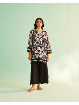 Shetab Kazmi - Aafreen Elegance Black Kurta with Palazzo (Set of 2)