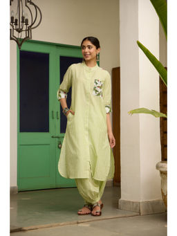 House of Surkh - Sheer Green Kurta with Salwar Pant (Set of 2)