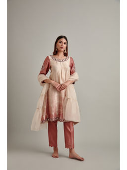 Vedika Soni - Beige Tie And Dye Kurta with Pant and Dupatta (Set of 3)