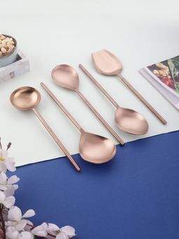 VarEesha - Rose Gold Stainless Steel Serving Spoons Set of Five