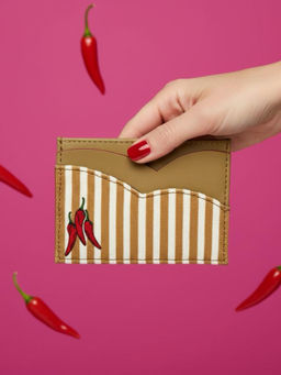 ETCETERA - Stripe Right - Hot Chillies Card Holder- Khaki