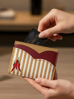 ETCETERA - Stripe Right - Hot Chillies Card Holder- Wine