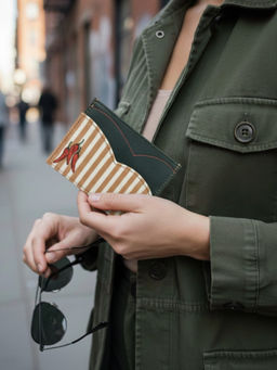 ETCETERA - Stripe Right - Hot Chillies Card Holder- Black