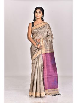 Ramshyam Collection - Womens Dupion Silk Woven Green Saree with Unstitched Blouse