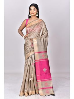 Ramshyam Collection - Womens Daily Wear Dupion Silk Woven Grey Saree with Unstitched Blouse