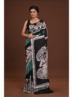 Ramshyam Collection - Womens Kantha Silk Printed Multi-Color Saree with Unstitched Blouse