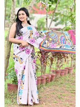 Ramshyam Collection - Womens Silk Floral Multi-Color Saree with Unstitched Blouse