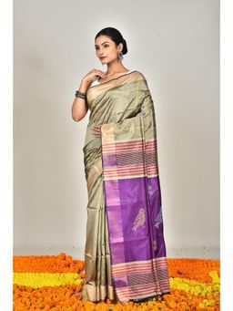 Ramshyam Collection - Womens Kantha Silk Woven Green Saree with Unstitched Blouse