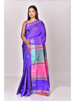 Ramshyam Collection - Womens Daily Wear Silk Hand Painted Job Purple Saree with Unstitched Blouse