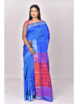 Ramshyam Collection - Womens Daily Wear Silk Woven Blue Saree with Unstitched Blouse
