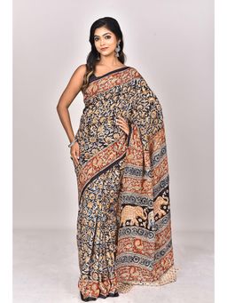 Ramshyam Collection - Womens Silk Printed Multi-Color Saree with Unstitched Blouse