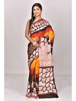 Ramshyam Collection - Womens Silk Printed Multi-Color Saree with Unstitched Blouse