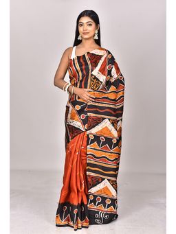 Ramshyam Collection - Womens Silk Printed Multi-Color Saree with Unstitched Blouse