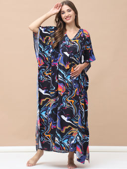 Secret Wish - Abstract Print Multi Rayon Maternity Kaftan