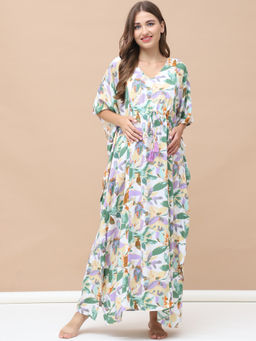 Secret Wish - Floral Print Multi Rayon Maternity Kaftan