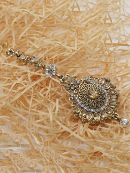 Anika's Creations - Anika's Creation Elegant Stone Studded Gold Plated Maang Tikka