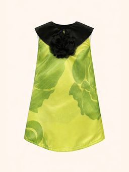 ZABELLA - Green Satin Abstract Dress