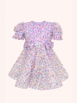 ZABELLA - Purple Tulle Polka Dots Dress