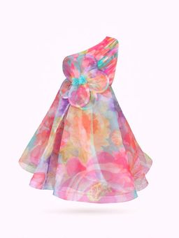ZABELLA - Multi-Color Organza Floral Dress