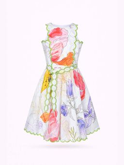 ZABELLA - White Cotton Floral Dress