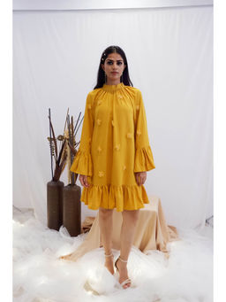 FREO - Yellow Marigold Bloom Ruffle Dress