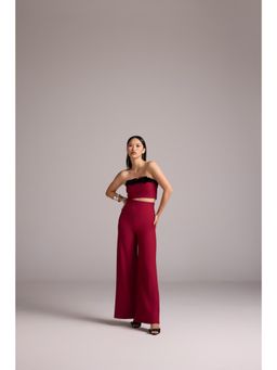 The Dapper Lady - Red Cherry Flared Pant