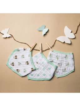 Kicks and Crawl - Green Mint Muslin Bandana Bibs (Pack Of 3)